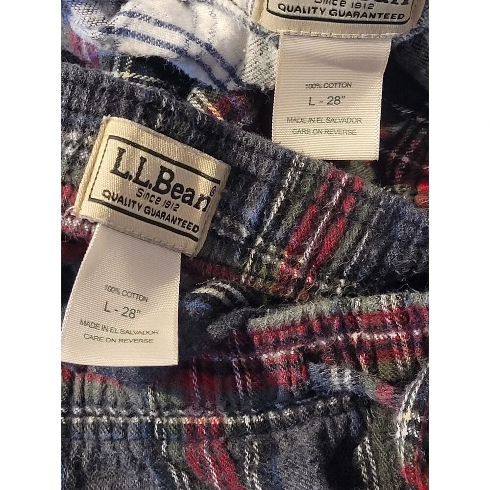 L.L. Bean x2 (Bundle) Flannel Pajama Pants Size L 28 ....  #I
